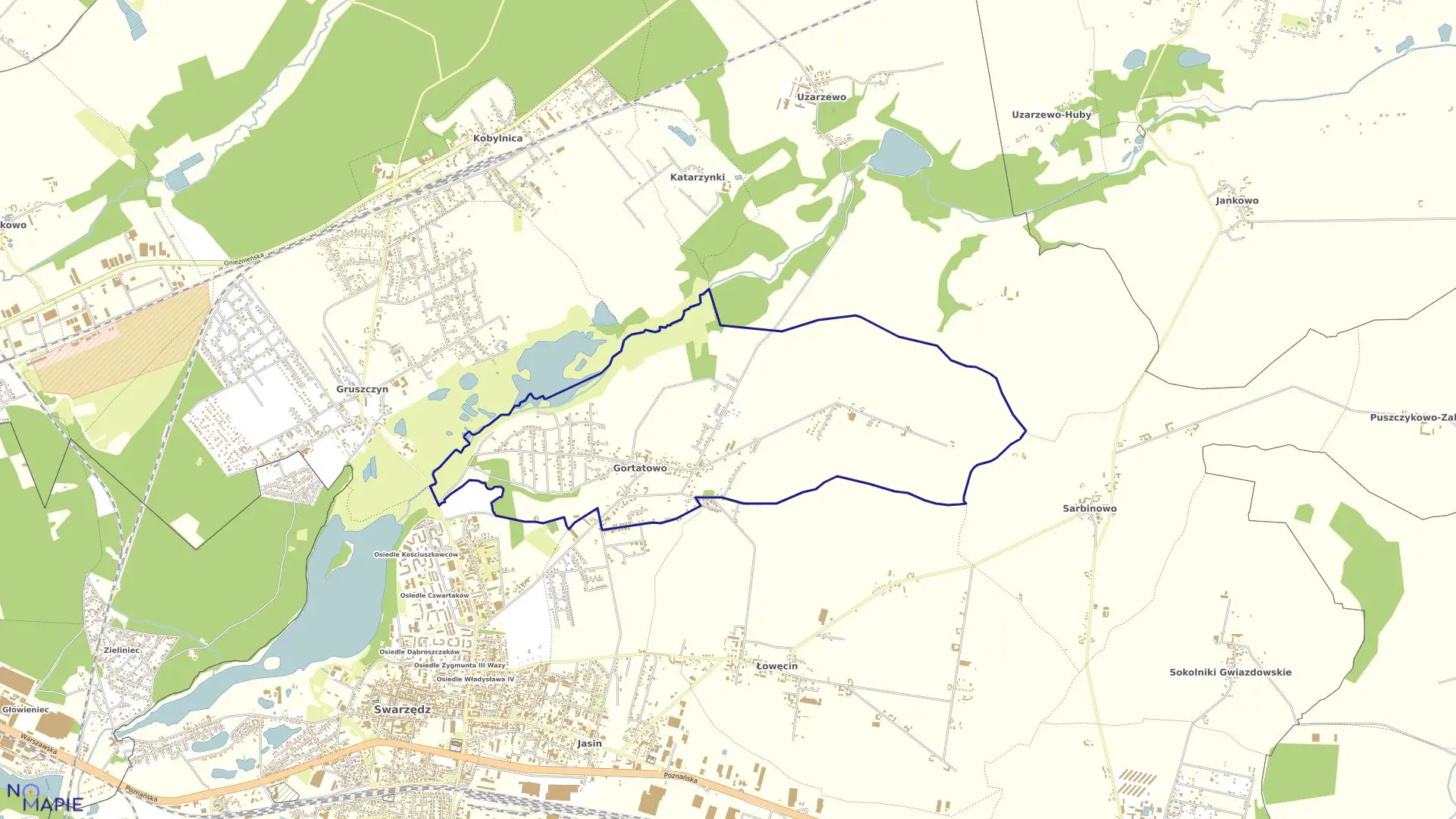 Mapa obrębu GORTATOWO w gminie Swarzędz