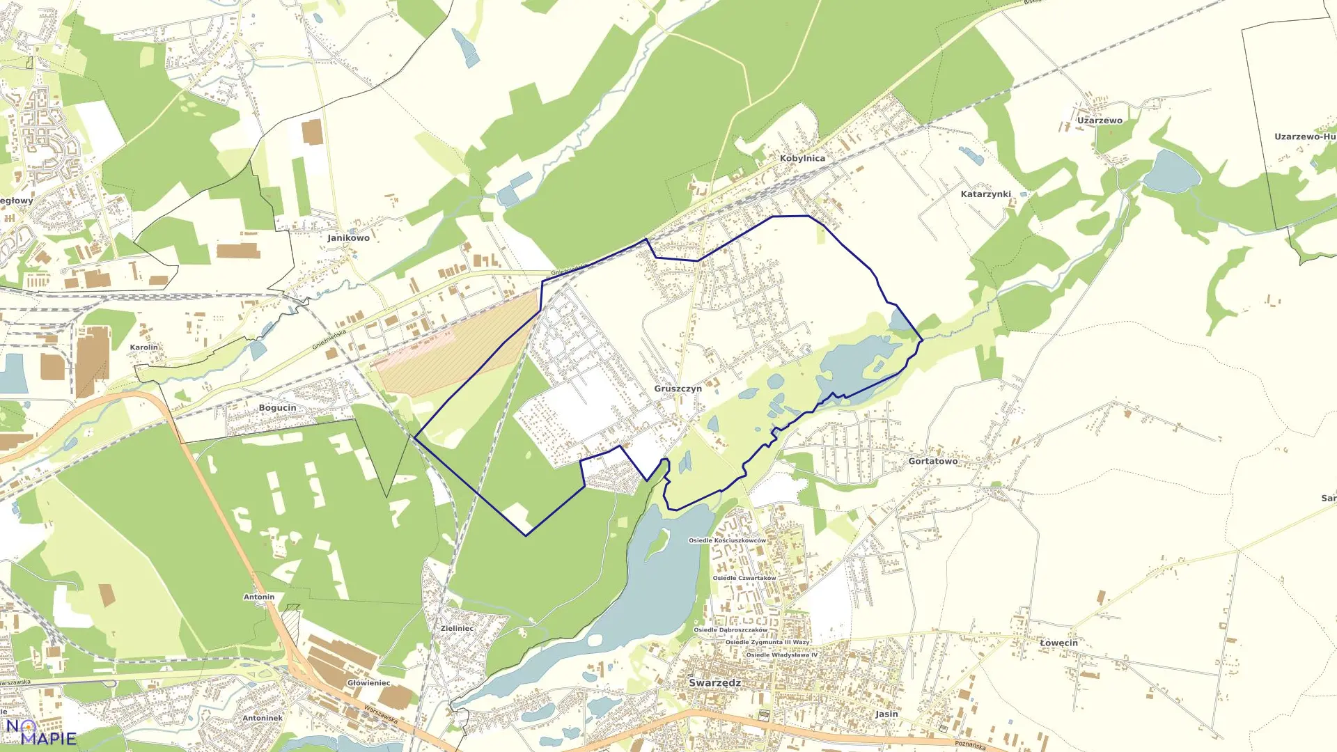 Mapa obrębu GRUSZCZYN w gminie Swarzędz