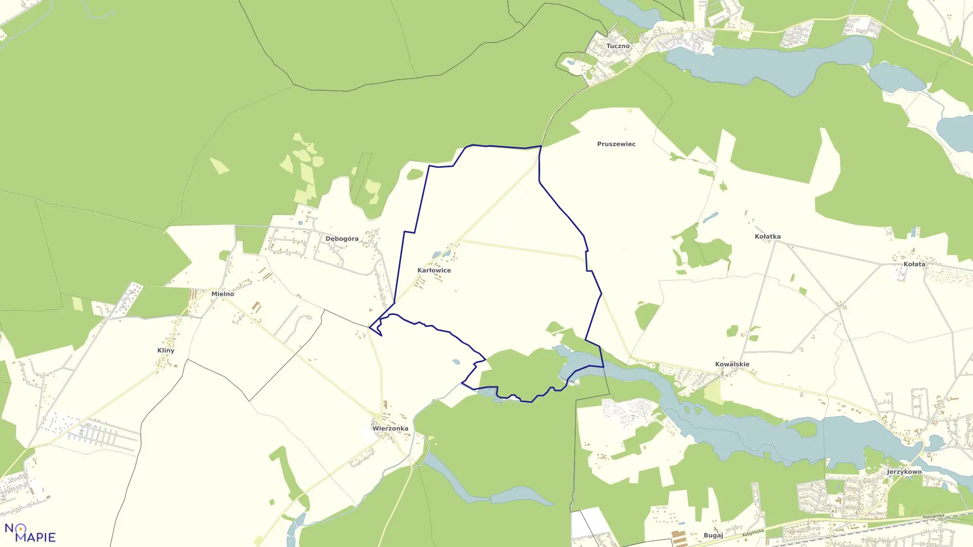 Mapa obrębu KARŁOWICE w gminie Swarzędz