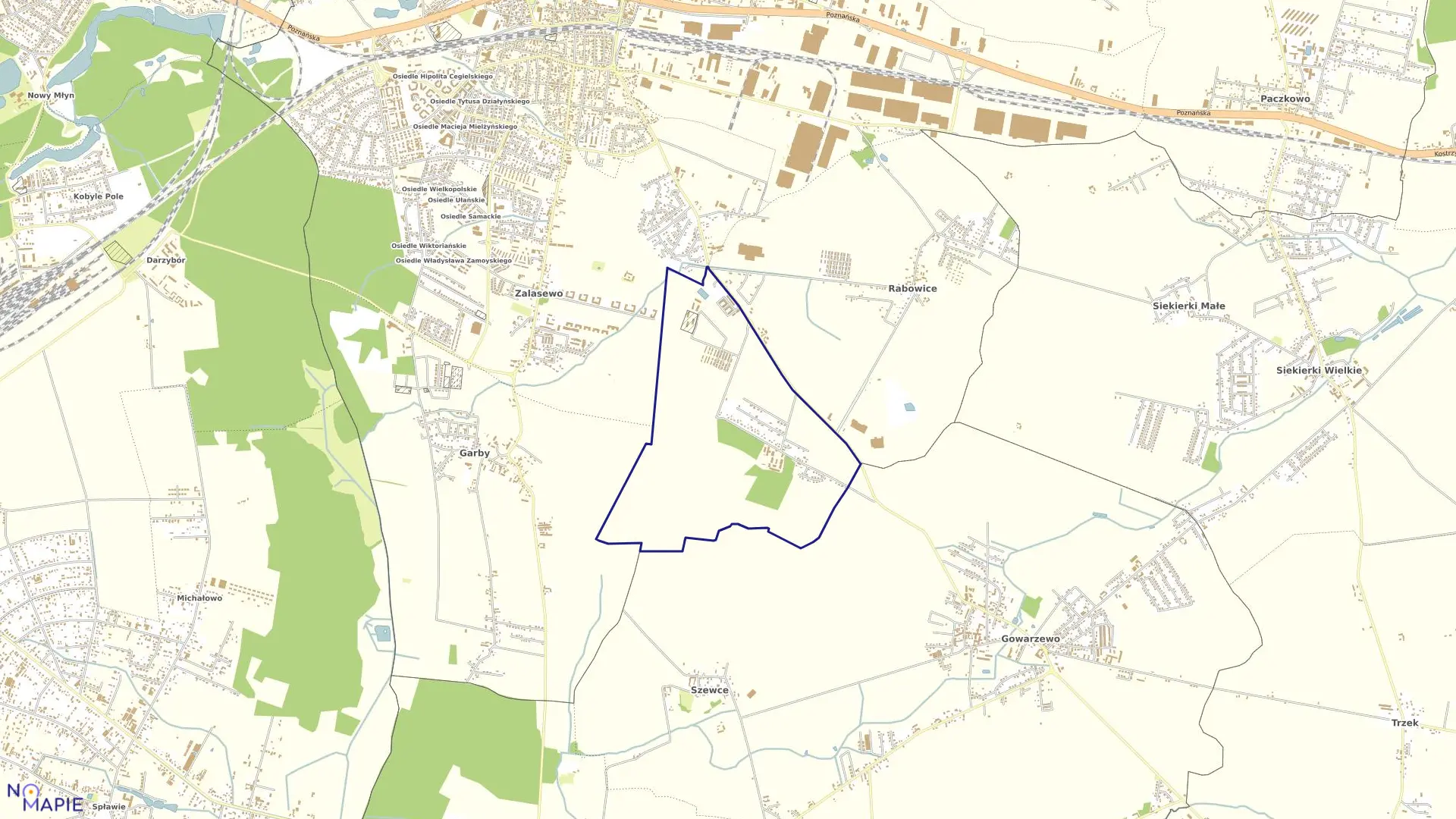 Mapa obrębu KRUSZEWNIA w gminie Swarzędz
