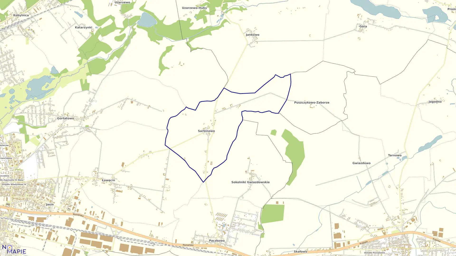 Mapa obrębu SARBINOWO w gminie Swarzędz